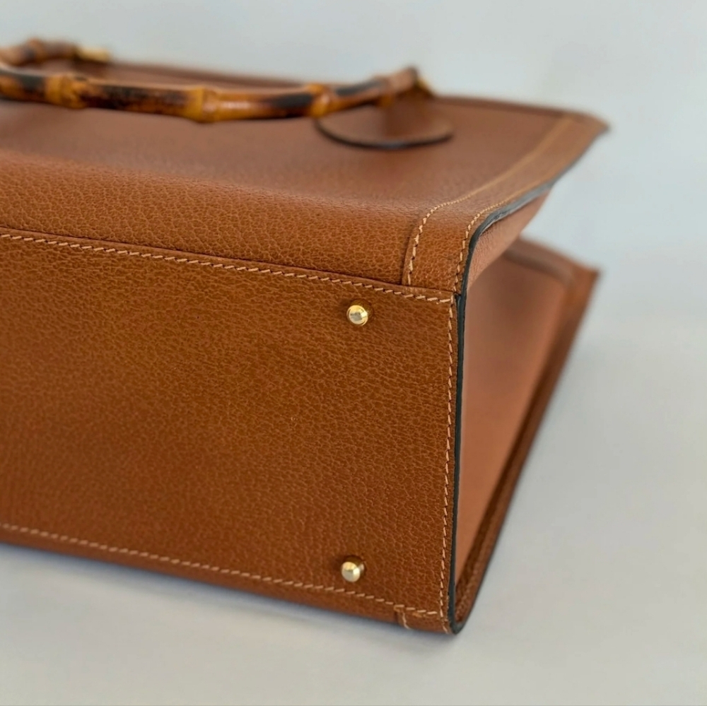 Gucci Princess Lady Diana Bamboo Leather Tan Brown Bag With Certificate - Picture 14 of 16